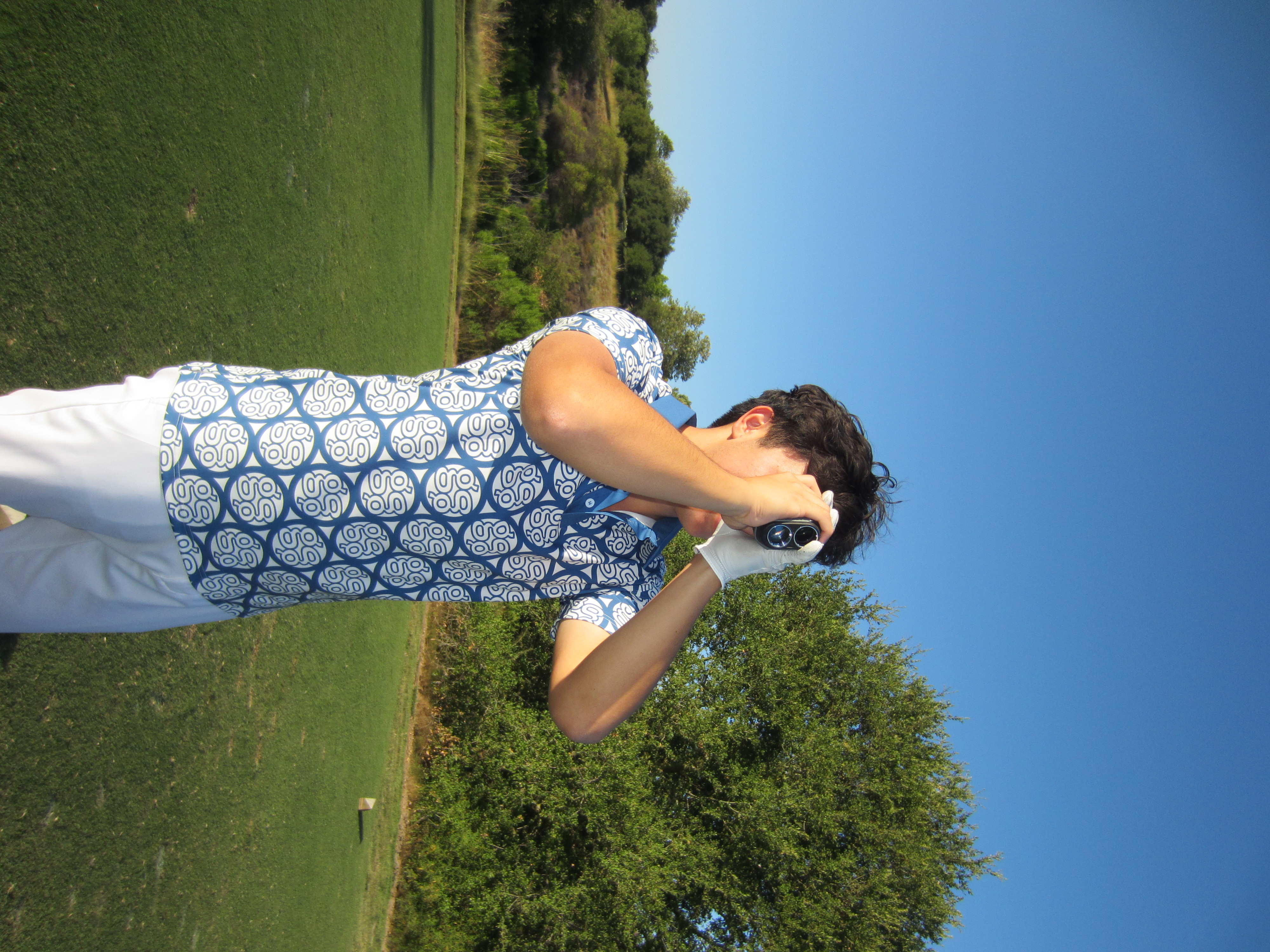 Brandon modeling GolfNoGolf apparel on the course