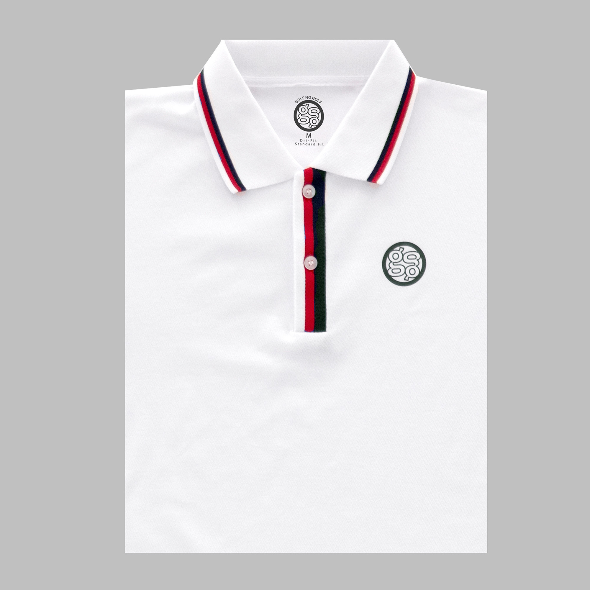 GolfNoGolf white polo with striped collar