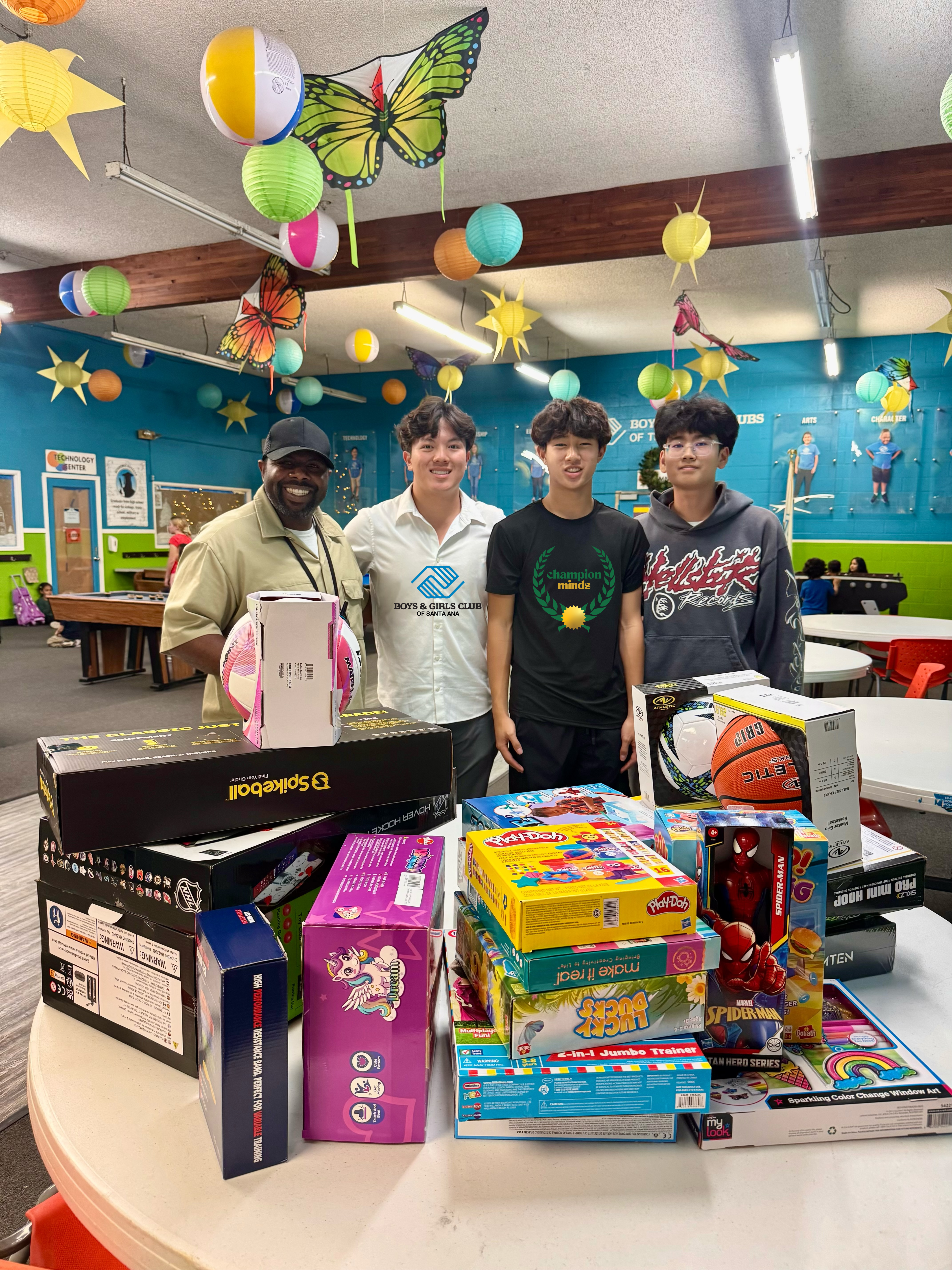 Champion Minds toy and sports equipment donation at the Boys and Girls Club of Santa Ana